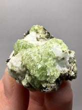 Load image into Gallery viewer, Electric Green Diopside on Quartz – Collector Mineral Specimen (Gilgit-Baltistan) Pakistan
