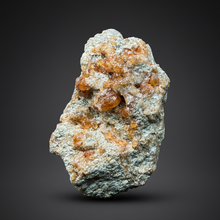 Load image into Gallery viewer, Hessonite Garnet Cluster on Matrix – Natural Collector Specimen from Pakistan | High-Grade Orange-Red Garnet Crystals
