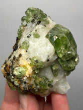 Load image into Gallery viewer, Electric Green Diopside on Quartz – Collector Mineral Specimen (Gilgit-Baltistan) Pakistan
