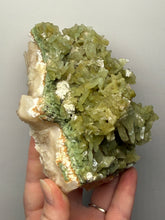 Load image into Gallery viewer, High-Grade Green Heulandite on Peach Stilbite Crystal Cluster | Deccan Traps, Maharashtra, India | Collector Mineral Specimen
