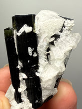 Load image into Gallery viewer, Blue Cap Dark Green Stak Nala Tourmaline on Cleavelandite Matrix – Haramosh Mountains, Pakistan
