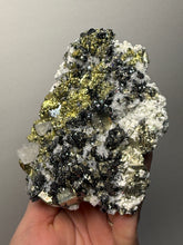 Load image into Gallery viewer, 5.1” New Find: Huanzala Mine Peru Sphalerite + Chalcopyrite + Apatite + Calcite + Quartz | Collector Display Specimen
