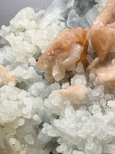 Load image into Gallery viewer, XXL Museum-Quality Golden Optical Calcite &amp; Red Heulandite Encrusted Pink Stilbite on Druzy Chalcedony | India | Mineral Display Showpiece Specimen
