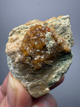 Load image into Gallery viewer, Hessonite Garnet Cluster on Matrix – Natural Collector Specimen from Pakistan | High-Grade Orange-Red Garnet Crystals
