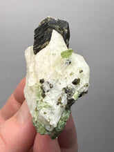 Load image into Gallery viewer, Electric Green Diopside on Quartz – Collector Mineral Specimen (Gilgit-Baltistan) Pakistan
