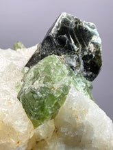 Load image into Gallery viewer, Electric Green Diopside on Quartz – Collector Mineral Specimen (Gilgit-Baltistan) Pakistan
