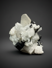 Load image into Gallery viewer, Dark Green Cap Stak Nala Tourmaline on Cleavelandite Matrix – Haramosh Mountains, Pakistan
