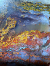 Load image into Gallery viewer, PREMIUM DISPLAY or LAPIDARY SLAB • Moroccan “Dream Landscape Jagate” (Purple, Teal, Red, Green, Red, Yellow &amp; Orange Moss Plume Agate + Jasper) Stone • Double Sided • High Atlas Mountains • Unpolished
