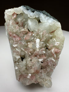 Pink and Pearl Heulandite + White Botryoidal Chalcopyrite • Maharashtra, India