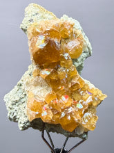 Load image into Gallery viewer, Hessonite Garnet Cluster on Matrix – Natural Collector Specimen from Pakistan | High-Grade Orange-Red Garnet Crystals
