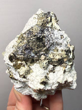 Load image into Gallery viewer, 3.8” New Find: Huanzala Mine Peru Sphalerite + Chalcopyrite + Apatite + Calcite + Quartz | Collector Display Specimen
