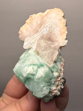 Load image into Gallery viewer, High-Grade Gemmy Green Apophyllite on White Stilbite  | Deccan Traps, Maharashtra, India
