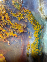 Load image into Gallery viewer, PREMIUM DISPLAY or LAPIDARY SLAB • Moroccan “Dream Landscape Jagate” (Purple, Teal, Red, Green, Red, Yellow &amp; Orange Moss Plume Agate + Jasper) Stone • Double Sided • High Atlas Mountains • Unpolished
