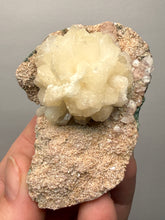 Load image into Gallery viewer, White Stilbite Flower &amp; Red Apophyllite on Peach Heulandite | Deccan Traps, India
