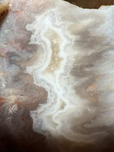 PREMIUM DISPLAY or LAPIDARY SLAB • Moroccan “Ghost Agate” White Seam Plum Agate • End Cap • High Atlas Mountains • Unpolished