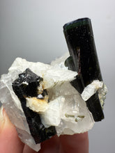 Load image into Gallery viewer, Blue Cap Dark Green Stak Nala Tourmaline and Quartz on Cleavelandite Matrix – Haramosh Mountains, Pakistan
