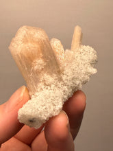 Load image into Gallery viewer, Gemmy Stilbite Crystals on Volcanic Stalactite — Deccan Traps, Maharashtra, India
