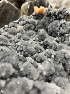 Black Druzy Chalcedony with Stilbite Bows, from India