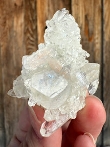 Clear Gem Apophyllite + Pink Stilbite Cluster • Maharashtra, India