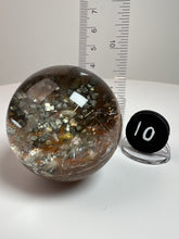 Load image into Gallery viewer, Garden Quartz Golden Rutile and/or Cubic Golden Pyrite Sphere • High Grade • RARE
