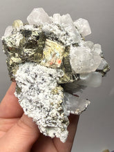 Load image into Gallery viewer, 3.5” New Find: Huanzala Mine Peru Sphalerite + Chalcopyrite + Apatite + Calcite + Quartz | Collector Display Specimen

