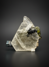 Load image into Gallery viewer, Blue Cap &amp; Green Cap Dark Green Stak Nala Tourmaline on Cleavelandite Matrix – Haramosh Mountains, Pakistan
