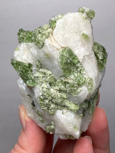 Load image into Gallery viewer, Electric Green Diopside on Quartz – Collector Mineral Specimen (Gilgit-Baltistan) Pakistan
