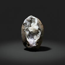 Load image into Gallery viewer, Druzy Lavender “Cactus” Amethyst + Diamond Calcite + Druzy Chalcedony Vug — Deccan Traps, Maharashtra, India
