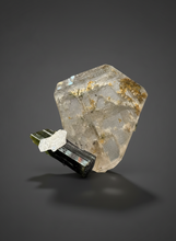 Load image into Gallery viewer, Dark Green Cap Stak Nala Tourmaline w Cleavelandite and Quartz Matrix – Haramosh Mountains, Pakistan
