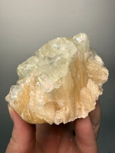 Load image into Gallery viewer, High-Grade Light Green Apophyllite on Pink Stilbite Zeolite | Indian Collector Mineral Specimen
