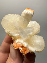 Load image into Gallery viewer, Cream Stilbite Flower on
Orange Heulandite Zeolite Cluster – India (Collector Mineral Specimen)
