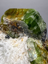 Load image into Gallery viewer, Electric Green Diopside on Quartz – Collector Mineral Specimen (Gilgit-Baltistan) Pakistan
