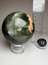 Load image into Gallery viewer, Pink Blossom Green Smoky Garden Quartz Sphere from Madagascar
