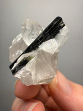 Load image into Gallery viewer, Dark Green Cap Stak Nala Tourmaline on Cleavelandite and Quartz Matrix – Haramosh Mountains, Pakistan
