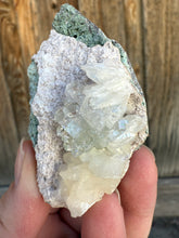 Load image into Gallery viewer, Light Mint Green (Disco Ball) Radial Apophyllite + White Stilbite on Green Heulandite Zeolite • Maharashtra, India
