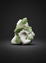Load image into Gallery viewer, Electric Green Diopside on Quartz – Collector Mineral Specimen (Gilgit-Baltistan) Pakistan
