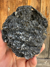 Load image into Gallery viewer, Druzy Black Apophyllite + White  Scalenohedral Calcite• Maharashtra, India
