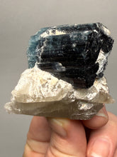 Load image into Gallery viewer, Blue Cap Tourmaline on Quartz Specimen – Pakistan
