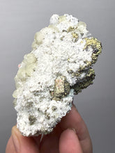 Load image into Gallery viewer, 3.1” New Find: Huanzala Mine Peru Sphalerite + Chalcopyrite + Apatite + Calcite + Quartz | Collector Display Specimen
