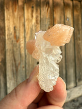 Load image into Gallery viewer, Clear Gem Apophyllite Encrusted Stalactite + Pink Stilbite Cluster • Maharashtra, India
