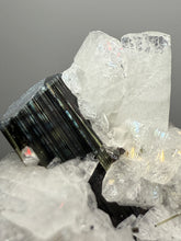 Load image into Gallery viewer, Blue Cap Dark Green Stak Nala Tourmaline With Pink Morganite on Cleavelandite Matrix – Haramosh Mountains, Pakistan
