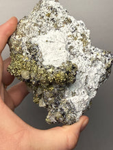 Load image into Gallery viewer, 4.8” New Find: Huanzala Mine Peru Sphalerite + Chalcopyrite + Apatite + Calcite + Quartz | Collector Display Specimen
