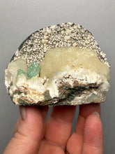 Load image into Gallery viewer, High-Grade Gemmy Green Apophyllite on White Stilbite  | Deccan Traps, Maharashtra, India
