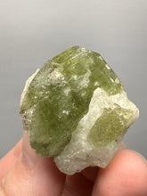 Load image into Gallery viewer, Electric Green Diopside on Quartz – Collector Mineral Specimen (Gilgit-Baltistan) Pakistan

