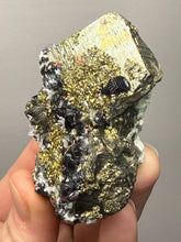 Load image into Gallery viewer, New Find: Huanzala Mine Peru Sphalerite + Chalcopyrite + Apatite + Calcite + Quartz | Collector Display Specimen

