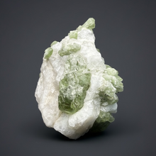 Load image into Gallery viewer, Electric Green Diopside on Quartz – Collector Mineral Specimen (Gilgit-Baltistan) Pakistan
