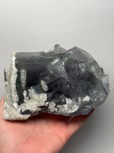 Load image into Gallery viewer, Premium Cubic Green–Purple Phantom Fluorite with Flower Calcite on Matrix

Xianghualing Mine, Hunan Province, China
