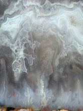 Load image into Gallery viewer, PREMIUM DISPLAY or LAPIDARY SLAB • Moroccan “Ghost Agate” White Seam Plum Agate • Double Sided • High Atlas Mountains • Unpolished
