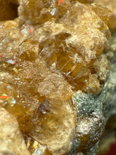 Load image into Gallery viewer, Hessonite Garnet Cluster on Matrix – Natural Collector Specimen from Pakistan | High-Grade Orange-Red Garnet Crystals
