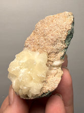 Load image into Gallery viewer, White Stilbite Flower &amp; Red Apophyllite on Peach Heulandite | Deccan Traps, India
